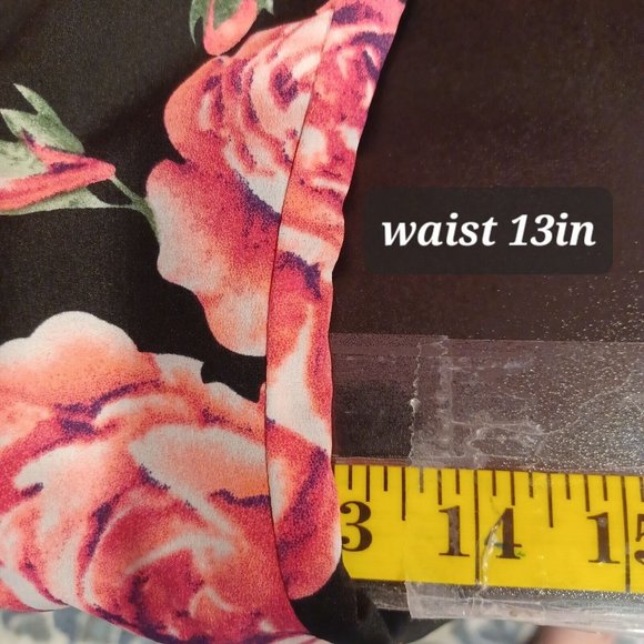 NOOKIE WMNS Sz 4 Neon Pink Accent Rose Floral High Neck Sheath Mini Dress, Lined - Picture 8 of 12